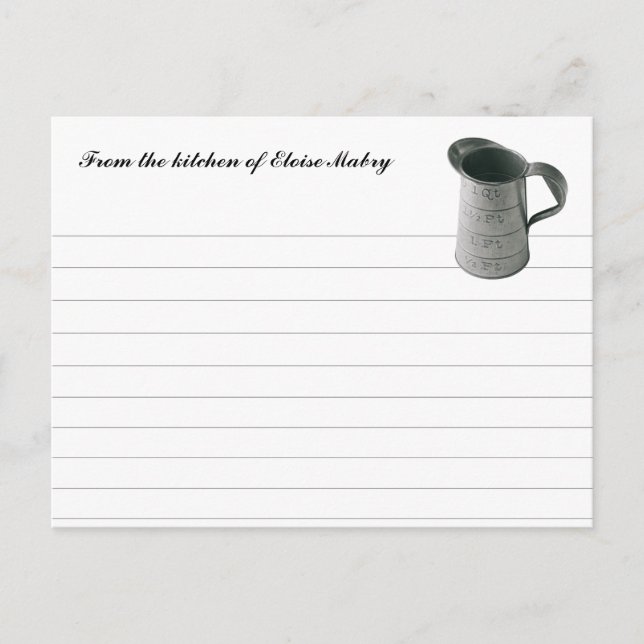 Vintage Measuring Cup Personalised Recipe Cards (Front)