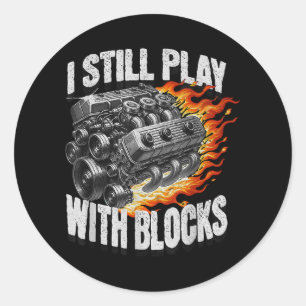 Vintage Mechanic Garage Car Engine I Still Play Wi Classic Round Sticker