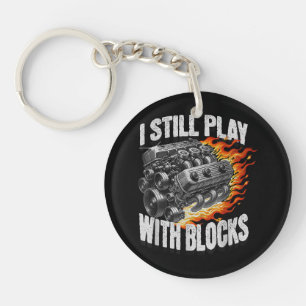 Vintage Mechanic Garage Car Engine I Still Play Wi Key Ring