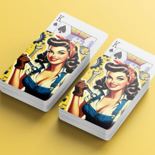 Vintage Mechanic Pin-up Playing Cards