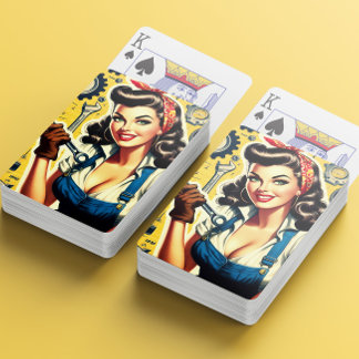 Vintage Mechanic Pin-up Playing Cards