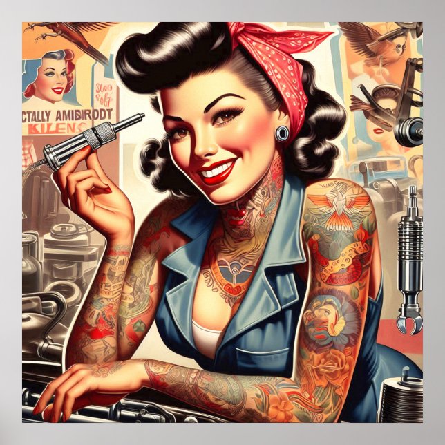 Vintage Mechanic Pin-up Poster (Front)