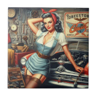 Vintage Mechanic Pin Up