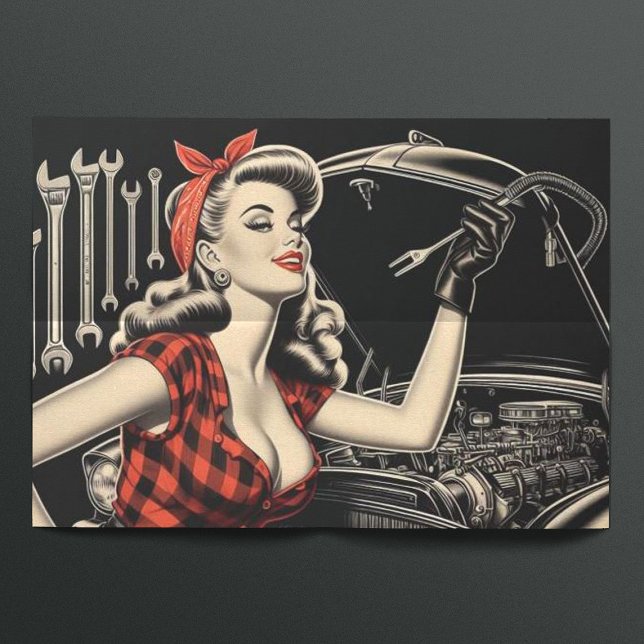 Vintage Mechanic Pin Up Tissue Paper (Creator Uploaded)