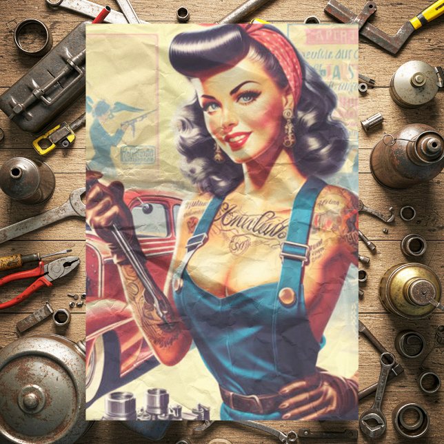 Vintage Mechanic Pin-up Tissue Paper (Creator Uploaded)