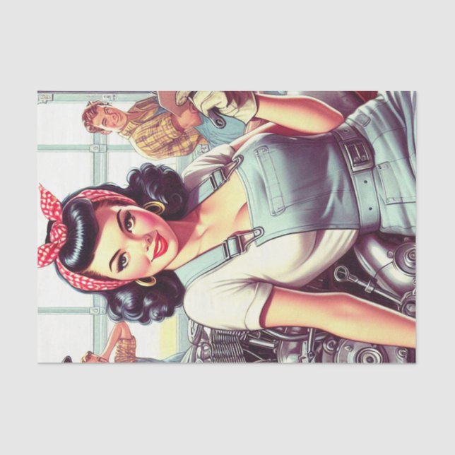 Vintage Mechanic Pin-up Tissue Paper (Front)