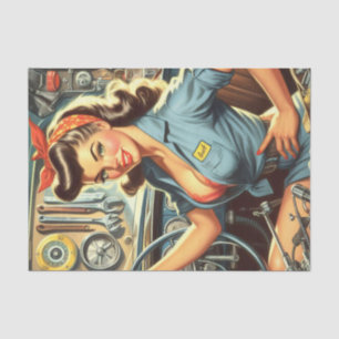 Vintage Mechanic Pin Up Tissue Paper