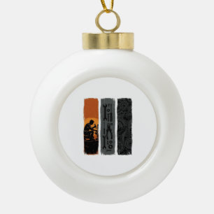 Vintage Mechanic Tools Gear Triptych Shirt Design_ Ceramic Ball Christmas Ornament