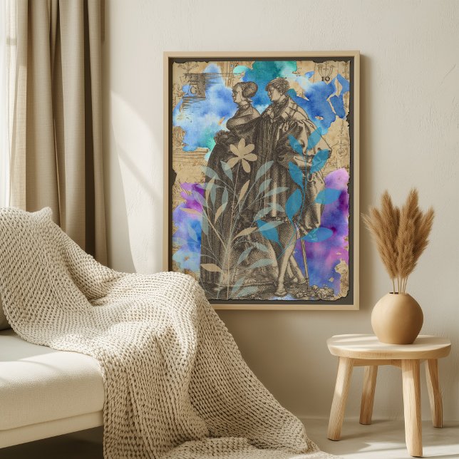 Vintage Mediaeval Couple Decoupage Poster with Blu (Creator Uploaded)