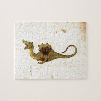 Vintage Mediaeval Dragon Design Jigsaw Puzzle