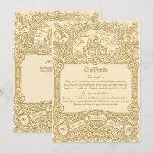 Vintage Mediaeval Fantasy Gold Engraved Wedding