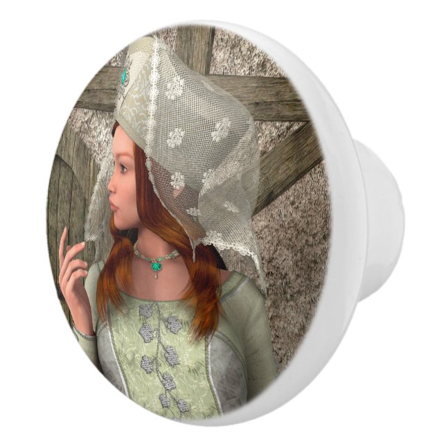 Vintage Mediaeval Princess Renaissance Art Ceramic Knob (Right)