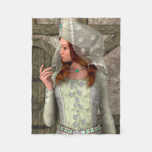Vintage Mediaeval Princess Renaissance Art Fleece Blanket