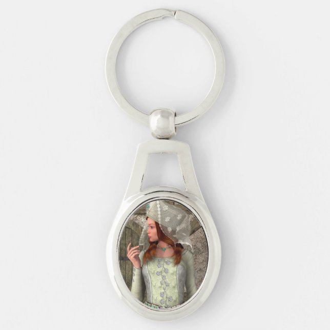 Vintage Mediaeval Princess Renaissance Art Key Ring (Front)