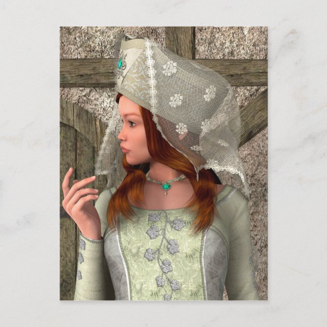 Vintage Mediaeval Princess Renaissance Art Postcard (Front)