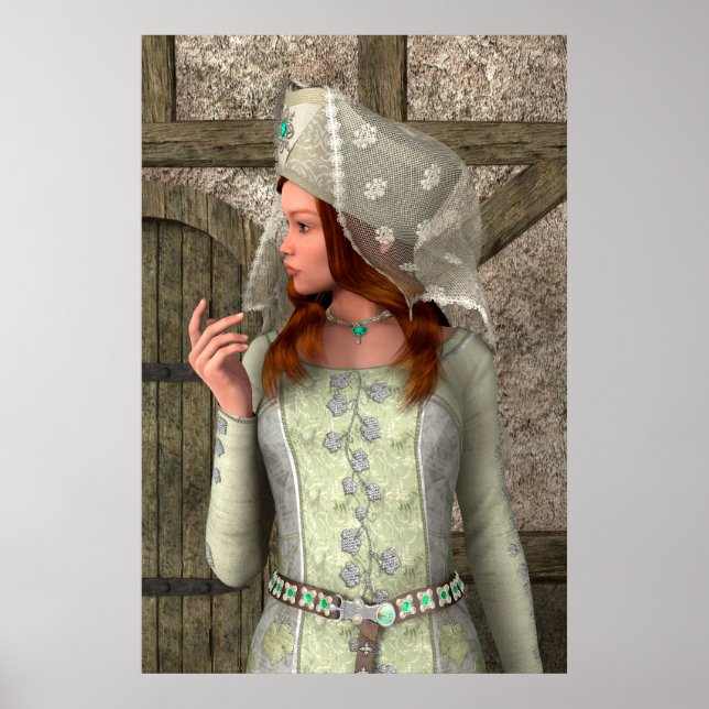 Vintage Mediaeval Princess Renaissance Art Poster (Front)