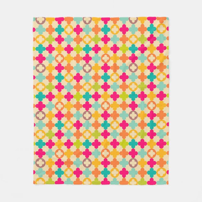 Vintage mediaeval rosette pattern fleece blanket (Front)