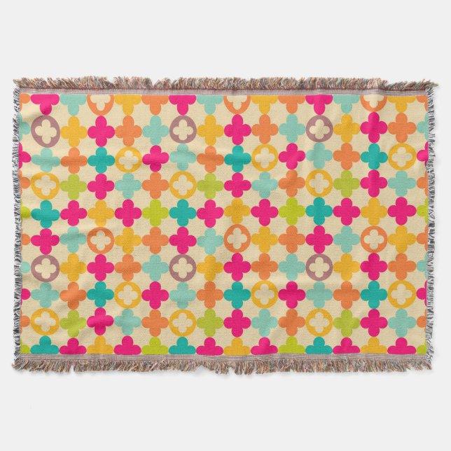 Vintage mediaeval rosette pattern throw blanket (Front)