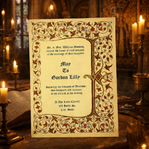 Vintage Mediaeval Style Floral Vine Tree Wedding Invitation