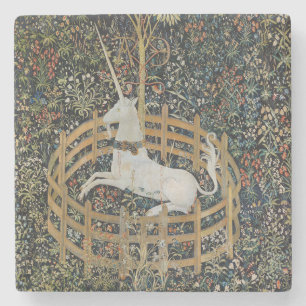 Vintage Mediaeval Unicorn in Captivity Art Stone Coaster