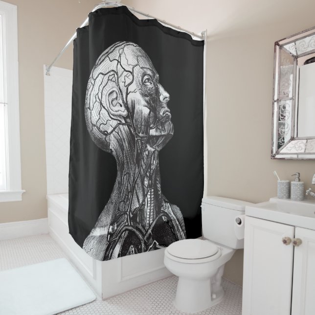 Vintage Medical Anatomy Head Neck Shower Curtain (In Situ)