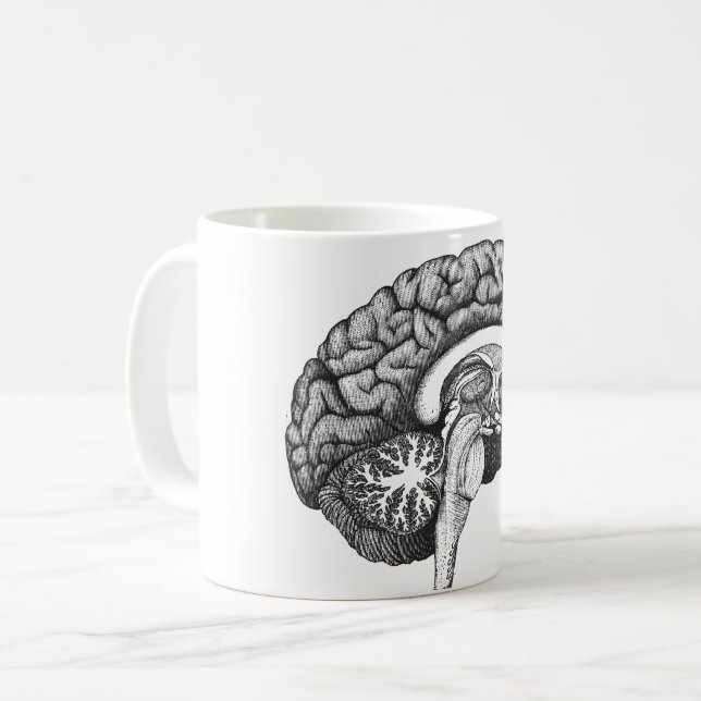 Vintage medical anatomy illustration human brain coffee mug (Front Left)