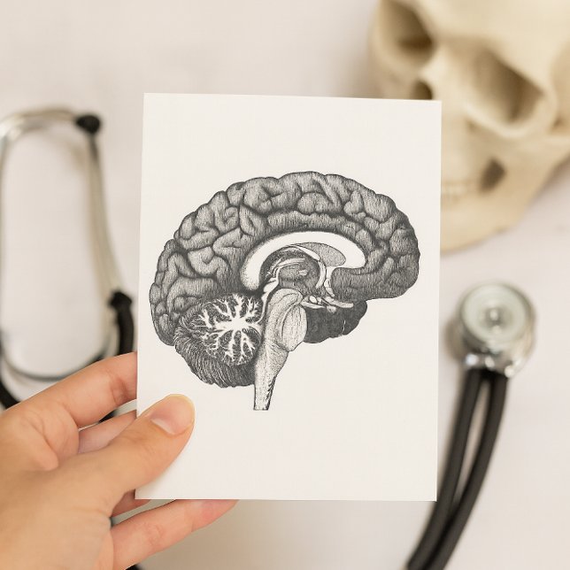 Vintage medical anatomy illustration human brain  postcard (Creator Uploaded)