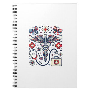 Vintage Medical Caduceus Patriotic Nurse Vector De Notebook