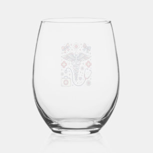 Vintage Medical Caduceus Patriotic Nurse Vector De Stemless Wine Glass