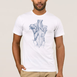 Vintage Medical Drawing Back Muscles Blue (1890) T-Shirt