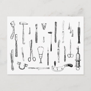 Vintage medical instruments postcard