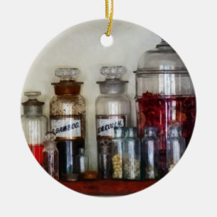 Vintage Medicine Bottles Ceramic Tree Decoration