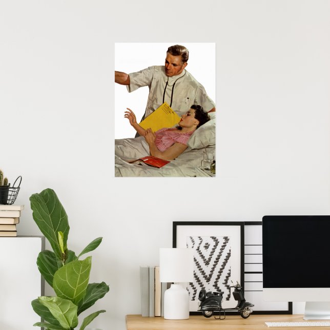 Vintage Medicine, Doctor with Female Patient Poster (Home Office)