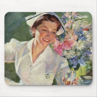 Vintage Medicine, Happy Nurse in Uniform Mouse Pad