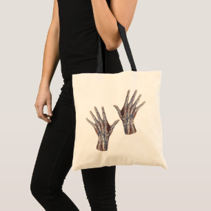 Vintage Medicine, Human Anatomy Hand Fingers Tote Bag