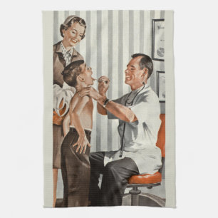 Vintage Medicine, Paediatrician Doctor with Patien Tea Towel