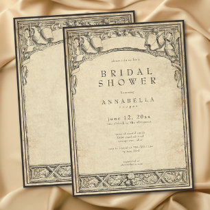 Vintage Medieval Arch Parchment Bridal Shower Invitation