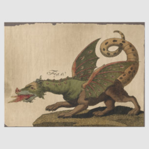 Vintage Medieval Green Dragon Decoupage Tissue Paper