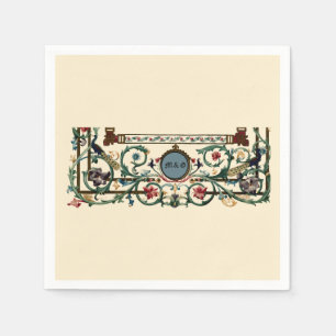 Vintage "Medieval" Illuminated Wedding Napkin