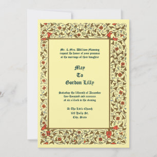 Vintage Medieval Style Floral Vine Wedding Invitation
