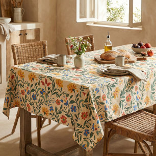Vintage Mediterranean Floral Seamless Pattern Tablecloth