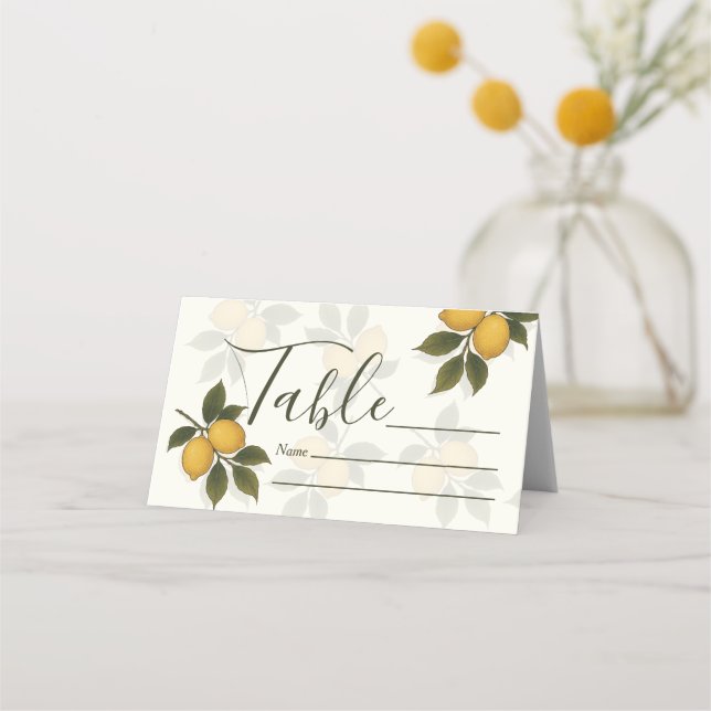 Vintage Mediterranean Lemon Botanical Place Card (Front)