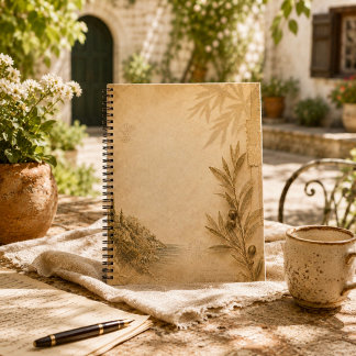 Vintage Mediterranean Olive Villa Correspondence Notebook