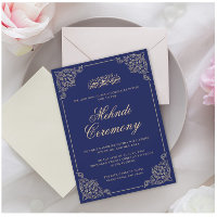 Vintage Mehndi Blue Islamic Muslim Wedding
