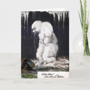 Vintage Melting Snowman Christmas Card
