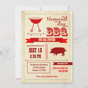 Vintage Memorial Day BBQ Invitation