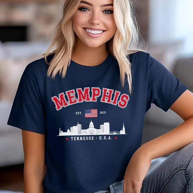 "Vintage Memphis – Iconic Skyline city Tri-Blend Shirt (Creator Uploaded)
