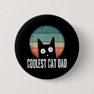 Vintage Mens Cat Daddy The Coolest | Funny Cat Dad 6 Cm Round Badge