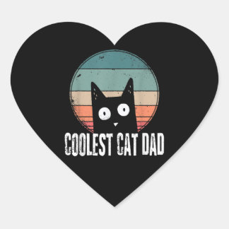 Vintage Mens Cat Daddy The Coolest | Funny Cat Dad Heart Sticker