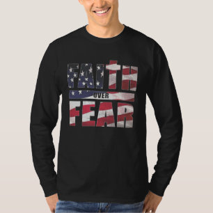 Vintage Mens Faith Over Fear Christian USA Flag Me T-Shirt